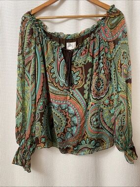 Milly of New York Women’s 100 percent Silk Boho Paisley Blouse